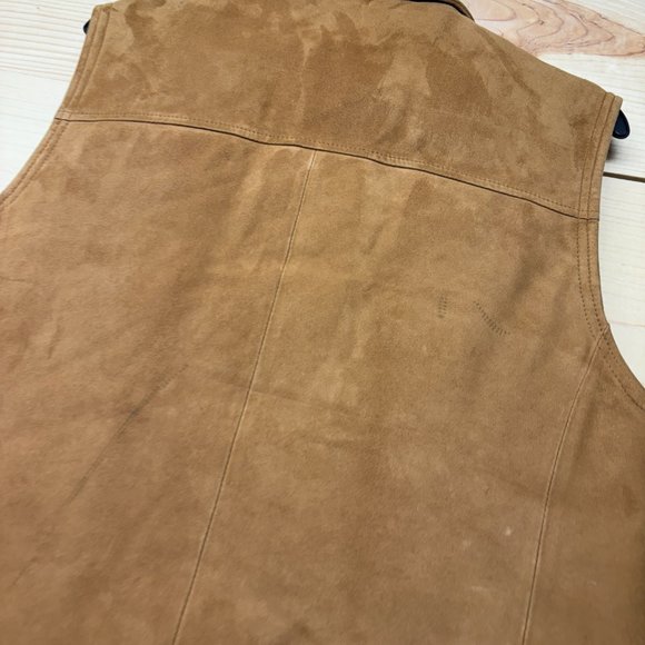 Brooks Brothers Suede Vest Mens Small Brown Full Zip Insulated Down Puffer - Picture 15 of 16